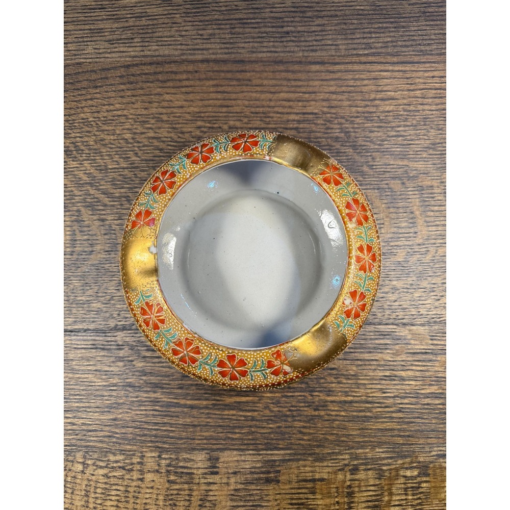 Vintage Hand-Painted Gold Floral Ceramic Ashtray | Mid Century Catchall - Picture 13 of 17